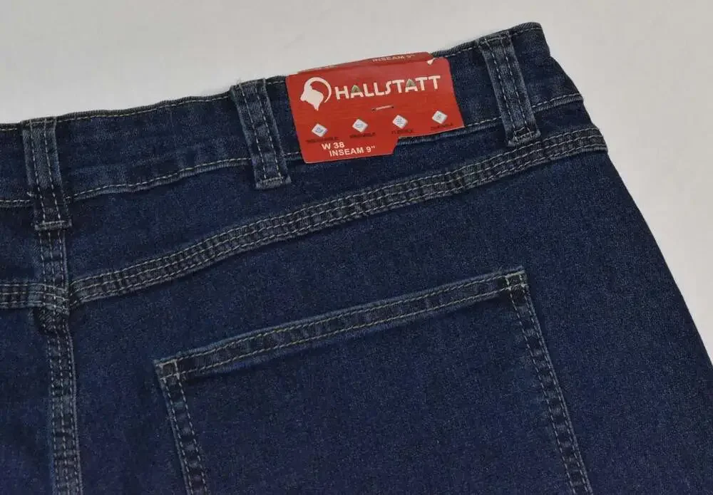 Hallstatt Men's 9-Inch Inseam Stretch Denim Shorts, Vintage Wash, Size 38 (1062)